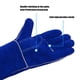 thumbnail image 3 of pares de guantes de soldadura, cuero de vaca doble, protector de mano resistente, resistente al calor extremo y al desgaste, para parrilla, chimenea, trabajo, jardín, horno y barbacoa, azul 14, 3 of 8