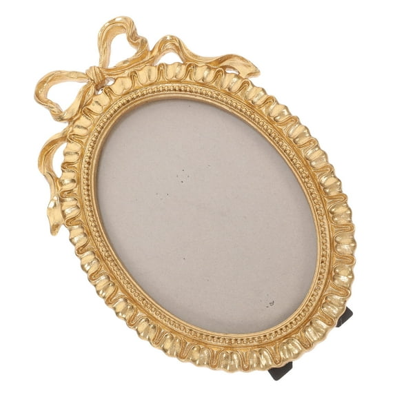 FRCOLOR Oval Resin Photo Frame with Bowknot Vintage Style Photo Frame for Home Decor Wall Mountable Frame Tabletop Display Picture Frame Bedroom Decoration