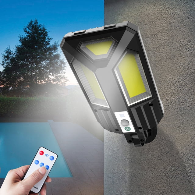 Xihbxyly Luces Solares con Sensor de Movimiento, 3 Modos de Iluminación, Ip65 a Prueba de Agua, Control Remoto Incluido, Luces de Pared de Seguridad para Exteriores, Patio, Cerca de Jardín, Fácil Ins
