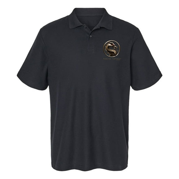 Mortal Kombat Movie (2021) Logo Cotton Polo Shirt, Black, 2X-Large
