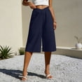 thumbnail image 6 of Fmbrln Linen Capris Pants for Women Casual Loose Fit Elastic Waist Straight Wide Leg Capris Pants with Pockets, 6 of 6