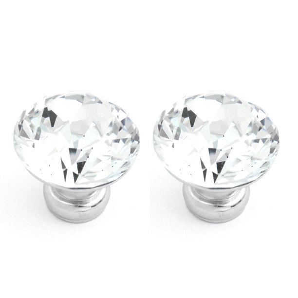 Unique Bargains 1.2" Plastic Crystal Knob Silver Tone Finish, 2