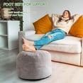 thumbnail image 5 of Round Stuffed Pouf Ottoman, Corduroy Poufs with Foam Chunk Filling, Furry and Fluffy Pouf Foot Stool Storage Ottoman, 20 X 15 Floor Poufs Foot Rest for Living Room, Grey, 5 of 13