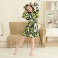 thumbnail image 3 of FORMRS Niños Bathrobe Unisex Hooded Robe Soft Plush Pajamas Sleepwear, Size 7-9T, Green Flower Pattern, 3 of 7