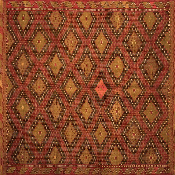Ahgly Company Indoor Square Persian Orange Traditional Area Rugs, 5' Square