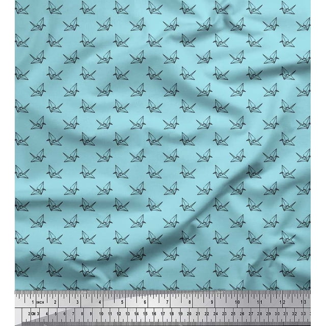 Soimoi Poly Georgette Fabric Paper Craft Bird Small Decor Fabric Printed Yard 42 Inch Wide