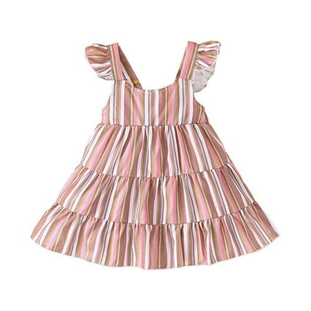 

Princess Dresses for Girls Sleeveless Mini Dress Striped Pink 18M