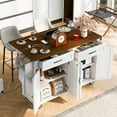 thumbnail image 1 of Euroco Farmhouse Kitchen Island with Power Outlet, Kitchen Storage Island with Drop Leaf, Spice Rack and Drawers, Rolling Kitchen Cart with Wheels, Black, 1 of 26