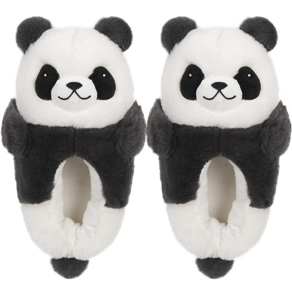 Cute Panda Animal Slipper for women Adult Fuzzy Warm House Slippers Novelty Fluffy Home Shoes Ladies Winter Slippers Indoor Outdoor（Size：9-10）
