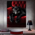 thumbnail image 6 of Mudket Black Panther on Red Tufted Armchair Canvas Wall Art, Modern Luxury Wildlife Art Work Print for Living Room Office Entryway Home Decor , Framed Ready to Hang - 12"L x 8"W, 6 of 9