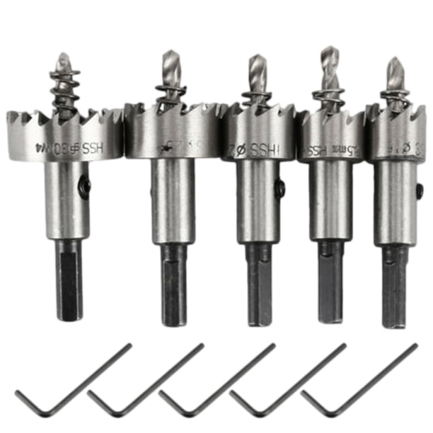 EeaseMX Juego de 5 brocas HSS para agujeros, cortador de dientes para madera, aleación de metal, acero inoxidable, herramienta para trabajar la madera y el metal.