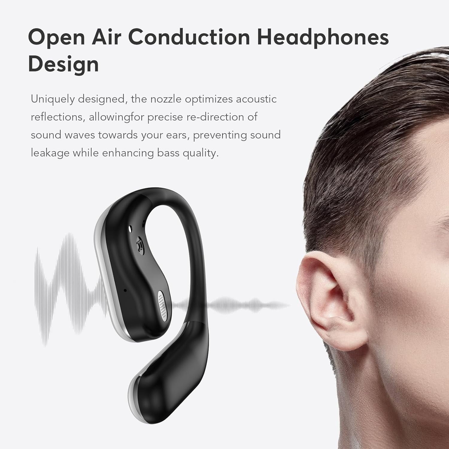 EUQQ Open Ear Bluetooth 5.4 Earbuds, Sport Over Earphones Wireless Headphones Built-in Mic with Ear Buds LED Display, Touch Control, IPX7 Waterproof Hook Design 50Hrs Playtime for Sports, Black
