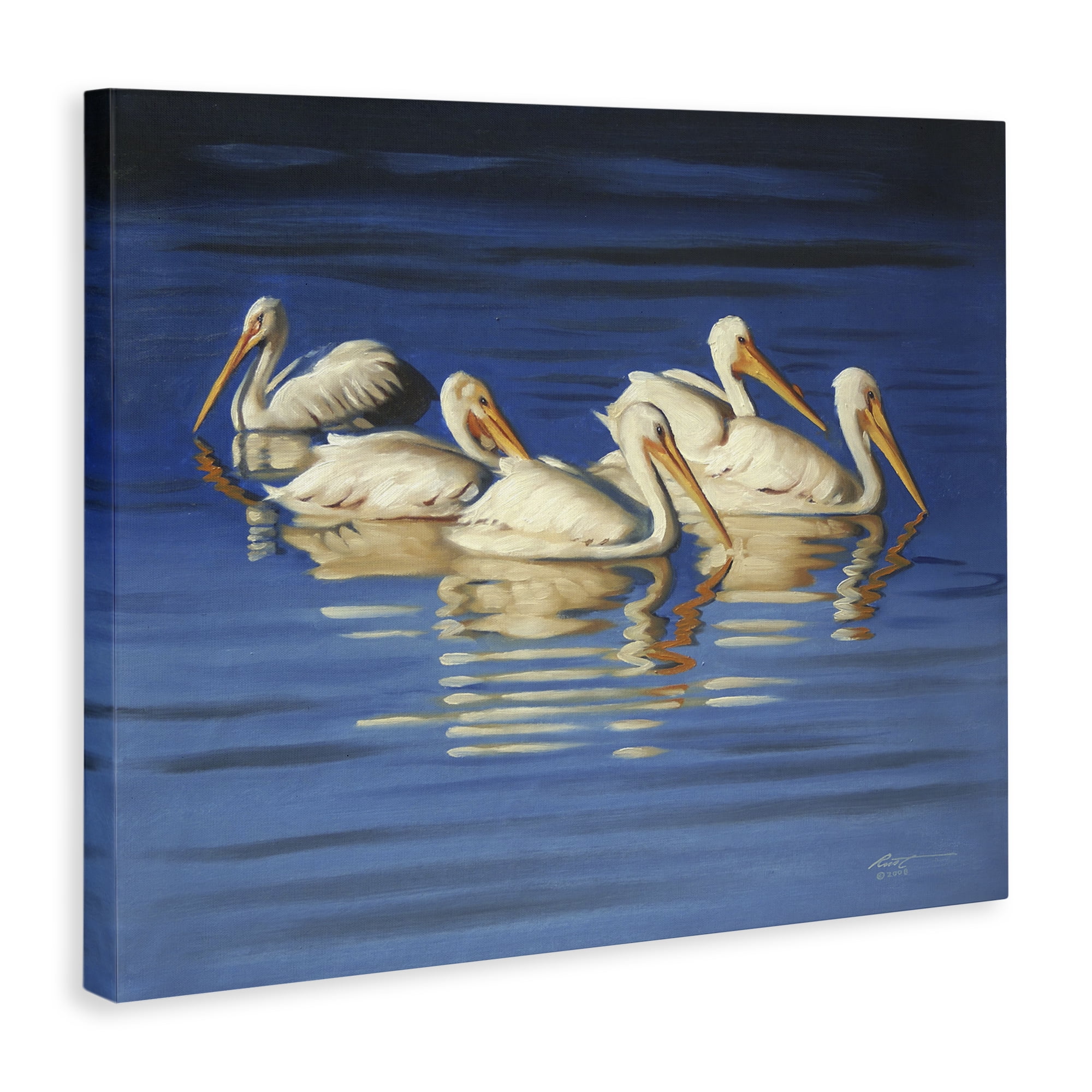 Stupell Industries Pelican Flock Lake Ripples Animals & Insects Painting Gallery Wrapped Canvas Art Print Wall Art, 40 x 30