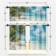 thumbnail image 3 of 36 Inch Kitchen Curtains Beach Ocean Window Curtains and Valances Set of 3, Tropical Plants Blue Sea Summer Coastal Short Tier Curtain, Vintage Small Kitchen Decor, 3 of 6