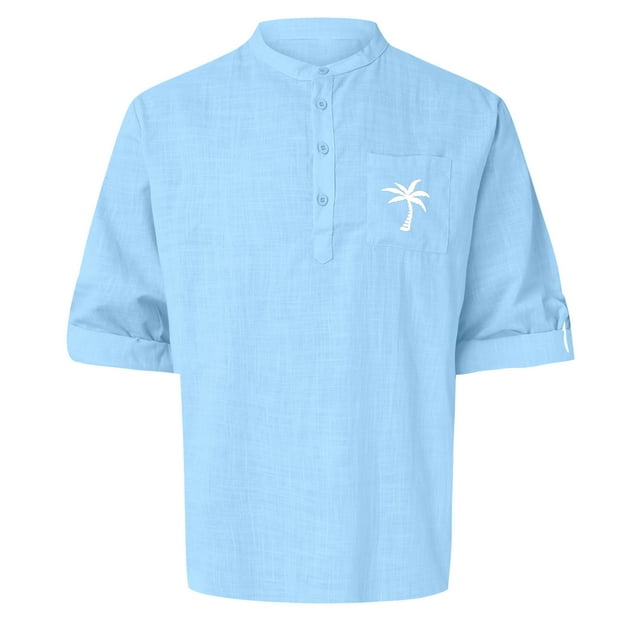 Linen Shirt Men's Shirt Long Sleeve Linen Summer Shirt Button Down Casual Shirt Regular Fit Shirts Men Running Shirt Long Sleeve Mens Shirts Long Sleeve Layering Tops for Men Night Shirts for