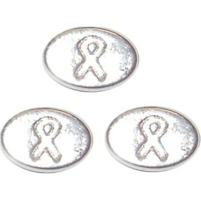 Message Ribbon Beads (50 Count) Cancer Awareness Ribbon Beads - Silver Plated
