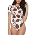 thumbnail image 1 of Kdxio Justaucorps à Manches Courtes Imprimé Football pour Femmes Col Rond Modal Doux Confortable Ajusté Aguichant Haut-Moyen, 1 of 7