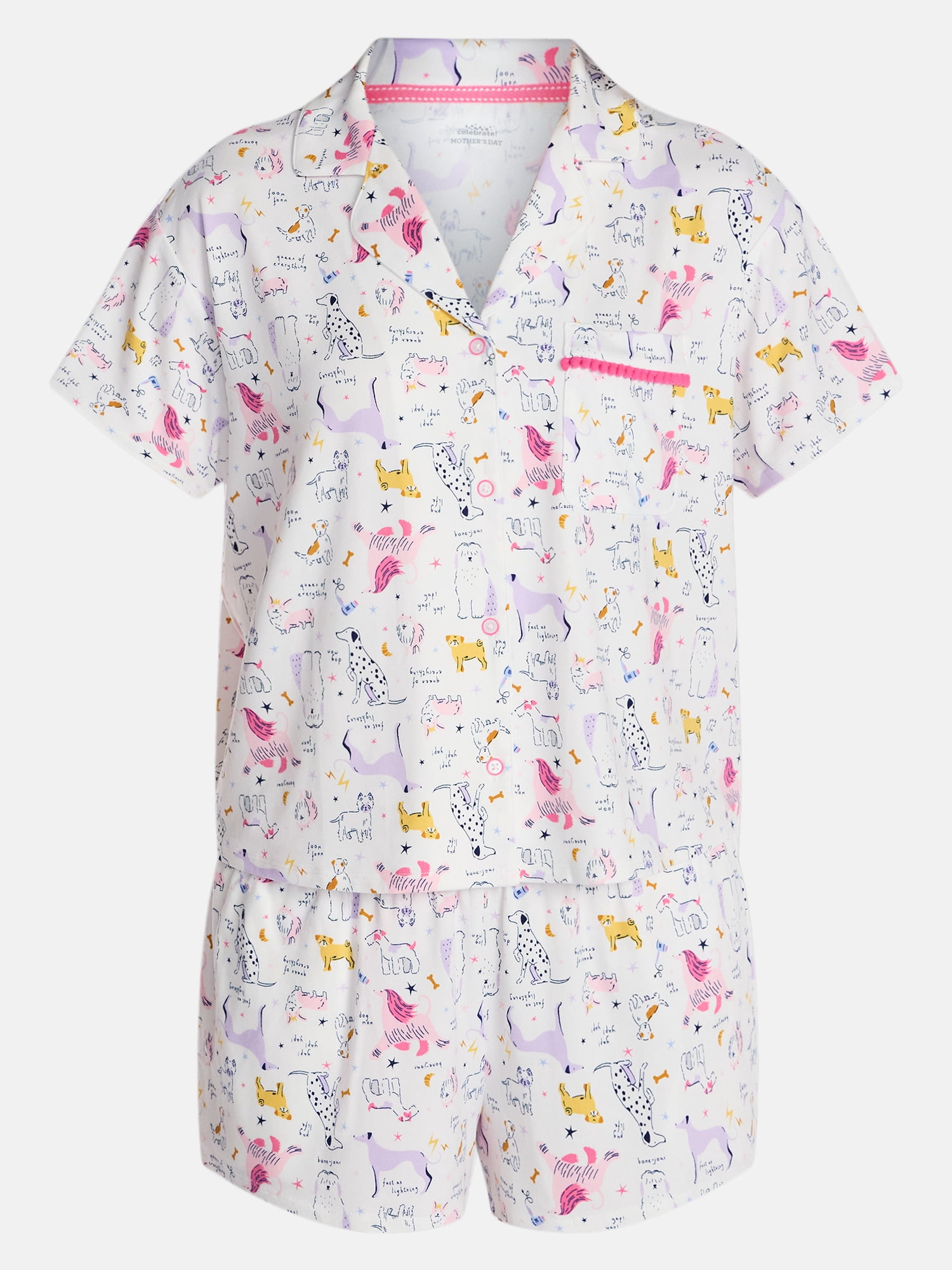 Way to Celebrate Women's Shorty Notch Dog Mom Pajama Set, 2-Piece, Sizes XS-3X