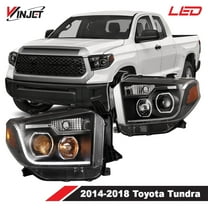 Winjet Projector Black/Clear Lens Headlights with LED Illuminating Bar DRL for 2014-2017 Toyota Tundra