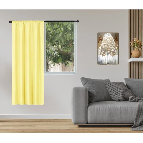Gorgeous Home Linen 1-Piece 70% Blackout Rod Pocket Solid Window Curtain Panel With Lined Backing 35" X 63" R64 Yellow