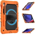thumbnail image 7 of Case for Samsung Galaxy Tab S9 11.0 Inch SM-X710 with Screen Protector, 360 Degree Rotating Kickstand Hand Strap Heavy Duty Shockproof Cover with Shoulder Strap, Orange, 7 of 7