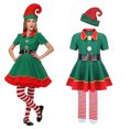 thumbnail image 4 of Disfraces Elfo Navidad Fiesta Vestirse Trajes Disfraz Cosplay para Adultos Niñas Carnaval Verde, 4 of 9
