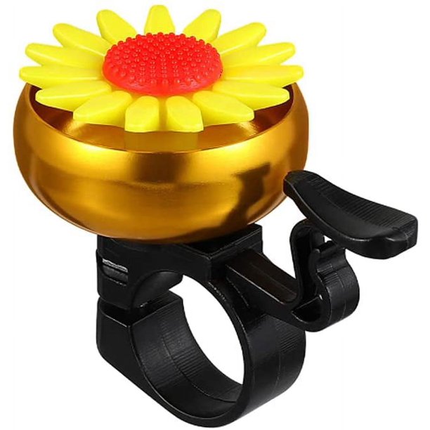 Timbre de bicicleta Mini Timbre de bicicleta Alerta de manillar de bicicleta Niños Niños Niñas Niños Timbre de equitación Anillo Cuerno Timbre Accesorios de bicicleta Niñas Niños Flores amarillas Vhermosa ZSY-1046