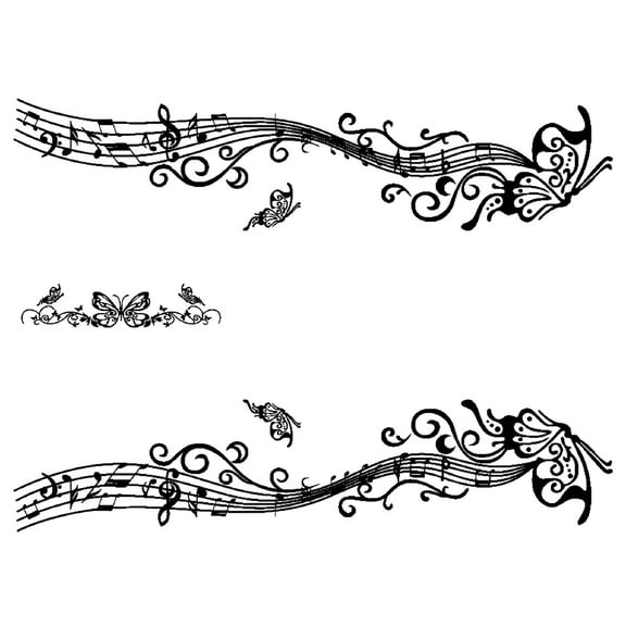 MELIVO 3Pcs Universal Car Stickers Car Body Door Side Skirt Car Hood Butterfly Musical Note Decal Sticker Exterior Decoration Black