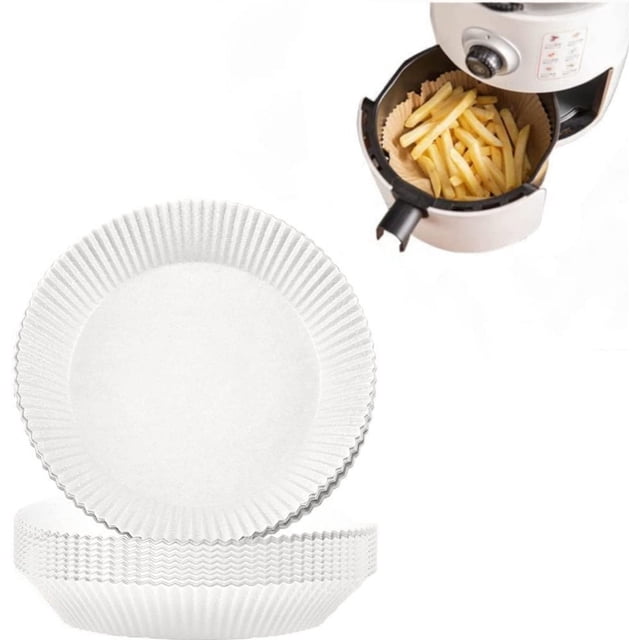 50Pcs Air Fryer Parchment Paper Liners Non-Stick Disposable Air Fryer Liners Basket Unperforated Parchment Paper Air Fryer Liners for Baking Roasting Microwave (8.3 Inches White)