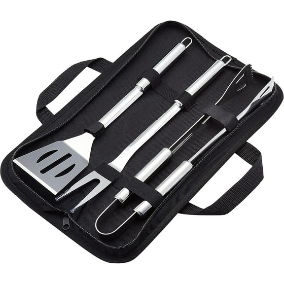 4-Piece Stainless Steel Barbeque Grilling Tool Set with Carry Bag 4-Piece