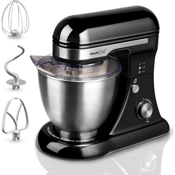 Geek Chef Electric Stand Mixer, 4.8QT 12 Speeds Tilt-head Food Mixer with Dough Hook, Whisk, Beater, Bowl, Rotary Knob for Home Kitchen Use