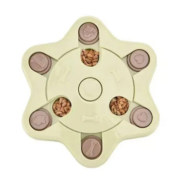 Pet Dog Interactive Toys Increase IQ Puzzle Puppy Dog Food Dispenser Pet Dogs Training Games Feeder for Puppy Medium Dog Bowl Hexagon-green