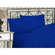 4 Pieces Bed in a Bag Sheet Royal Blue Twin-TwinXL Set of 1 Flat Sheet, 1 Fitted Sheet and 2 Standard Pillowcases