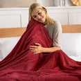 thumbnail image 5 of Exclusivo Mezcla Waffle Textured Soft Fleece Blanket, Queen Size Bed Blanket, Cozy Warm and Lightweight (Deep Red, 90"x90"), 5 of 10
