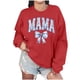 thumbnail image 1 of Penkiiy Mujeres de manga larga Mama Sweatshirts de cuello redondo Suéter suelto blusa ligera Tops L Rojo, 1 of 7