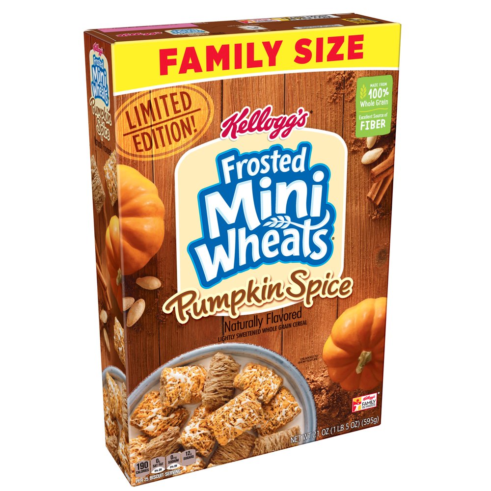 Kellogg's Frosted Mini Wheats, Breakfast Cereal, Pumpkin Spice, 21 Oz