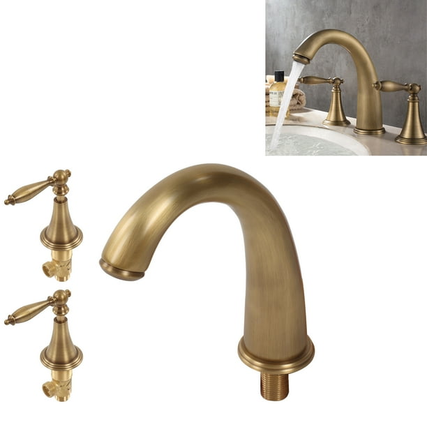 Ecoyyzn Double Handle Split Faucet Full Copper Three Hole Basin Faucet