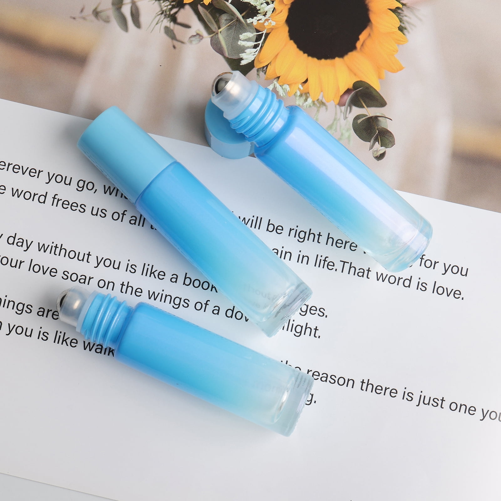 42pcs Roller Bottle, 10mL(0.34 Empty Refillable Roll-on Bottle, 5 Opener 5 Funnels with Stainless Steel Roller Balls and Caps for Travel, Perfume and Lip Gloss-Blue