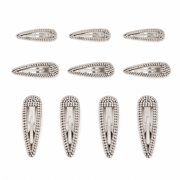 10 Pieces Rhinestone Hair Clips 2.36/2.75/3.15 Inch Snap Hair Barrettes Bridal Hair Barrettes Pins for Women Girls Wedding Hairpins Hair Accessories (Silver)