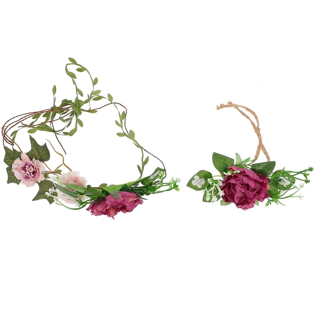 MasteelfCA 2 Pcs Guirlande de Tête Bandeau de Mariée et Bracelet de Poignet
