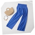 thumbnail image 2 of Pantalones de color sólido para mujer Pantalones de pierna ancha Botón de cintura alta Bolsillo Abanopi Pantalones de color liso, 2 of 7