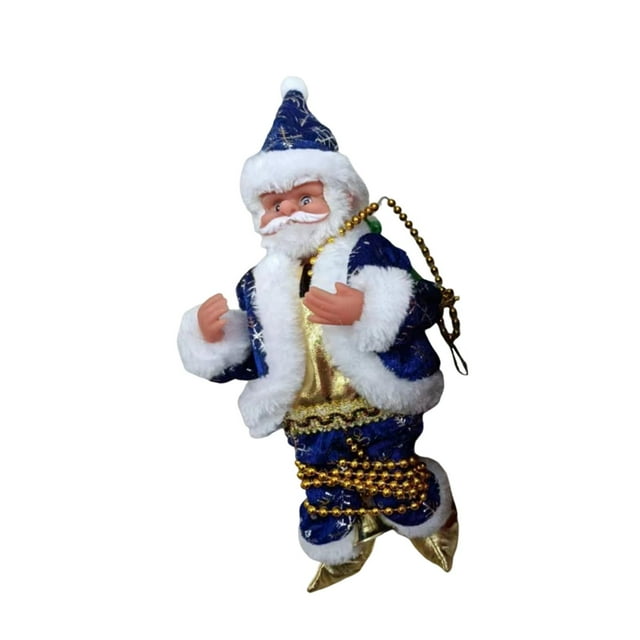 Climbing Santa Claus Muñeco Musical Eléctrico Animado Figura Trepadora de Cuerda Navideña Adorno Decorativo para Árbol de Navidad Regalo Adecuado para el Hogar Ventanas Puertas y Azul