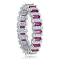 thumbnail image 2 of Daily Delight TheJewelryHut Designer Sterling Silver Round & Baguette Eternity Band Ring - Ruby CZ, 2 of 2