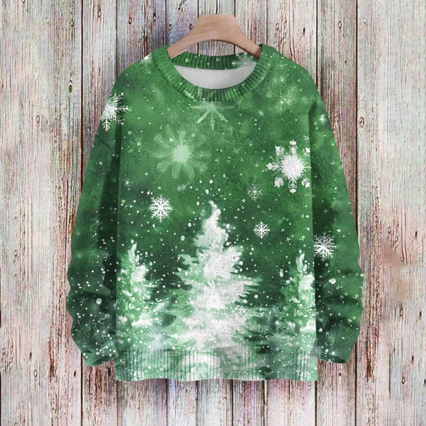 Cárdigan informal de cuello redondo para mujer, estampado navideño, manga larga, jersey de punto de poliéster para mujer