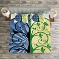 thumbnail image 3 of Ambesonne Peace Quilted Bedspread Set 3 Pcs, Ying Yang Tree, Queen Size, Black Green and Blue, 3 of 3