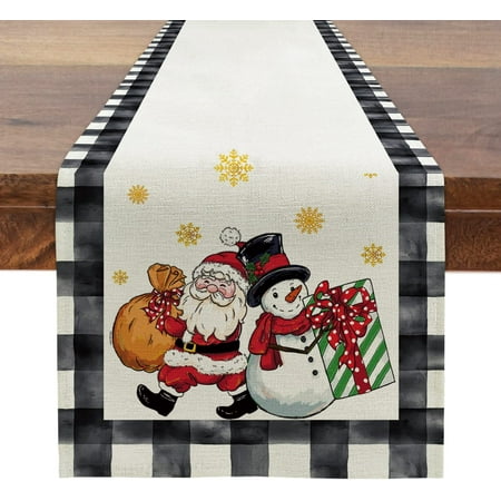 

Newhomestyle Christmas Tree Table Runner Santa Claus Snow Man Table Runners Winter Holiday Table Runners Christmas Table Decorations 13x72 Inch