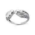 thumbnail image 3 of 925 Sterling Silver Oxidized Platinum Plated Love Bird Kissing Women Valentines Day Gifts Ring, 3 of 4