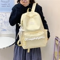 thumbnail image 3 of Polka Dot Print Lace Backpack, Large Capacity Multi-Pocket School Bag with Compartments for Travel Outdoor (Yellow 430*300*140), 3 of 9