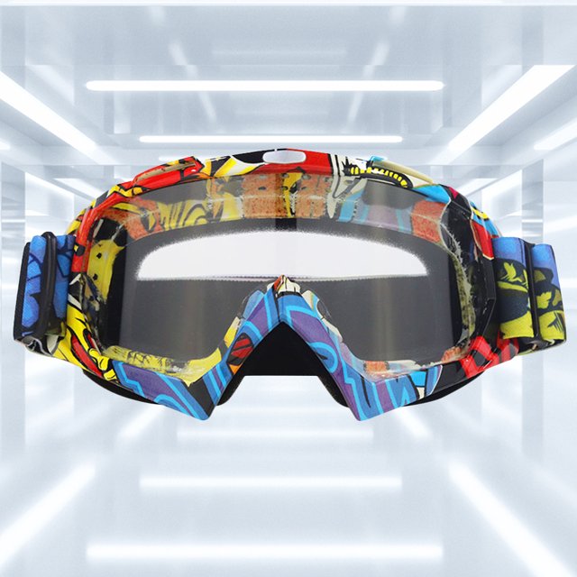 Gafas Motocross Máscara Lente Negro Verde Cascos Esquí Googles TPU PC para Bicicleta Bici (D)