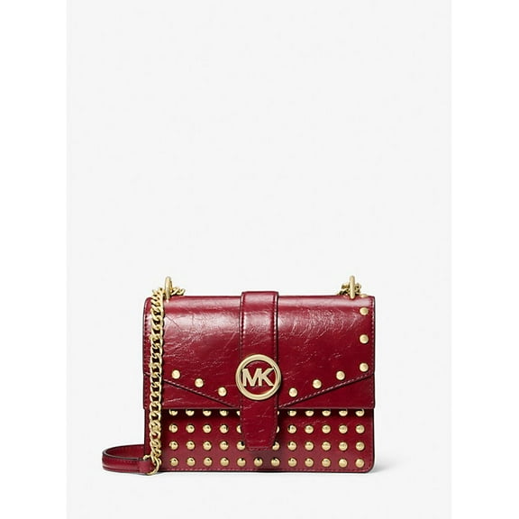 Michael Kors Outlet Greenwich Small Studded Distressed Crossbody Bag - Cherry